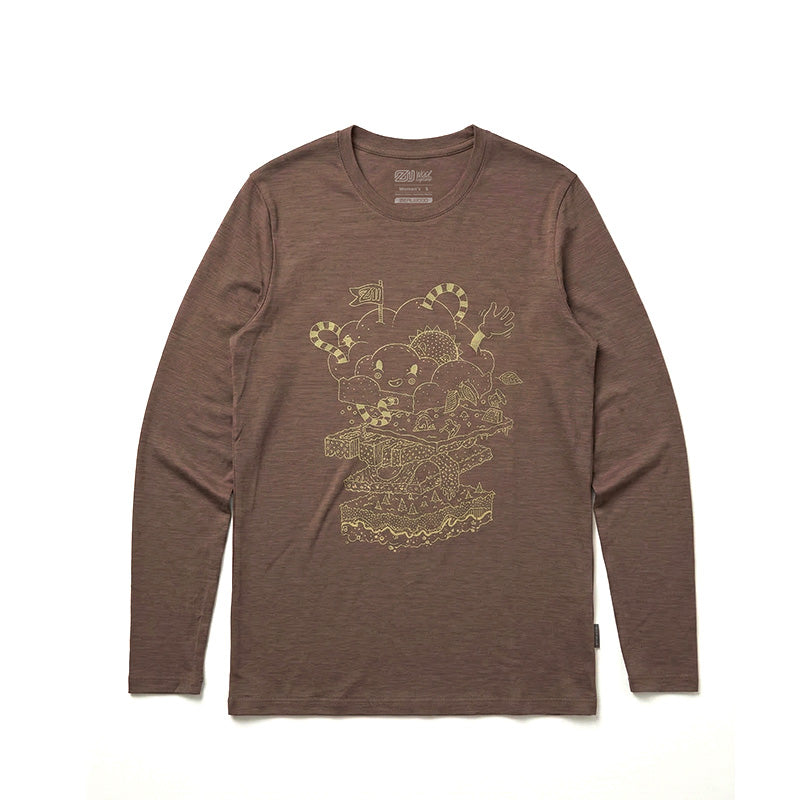 17.5¦Ìm Women¡®s Long-sleeved Tencel Merino Wool Pattern T-shirt (150g)