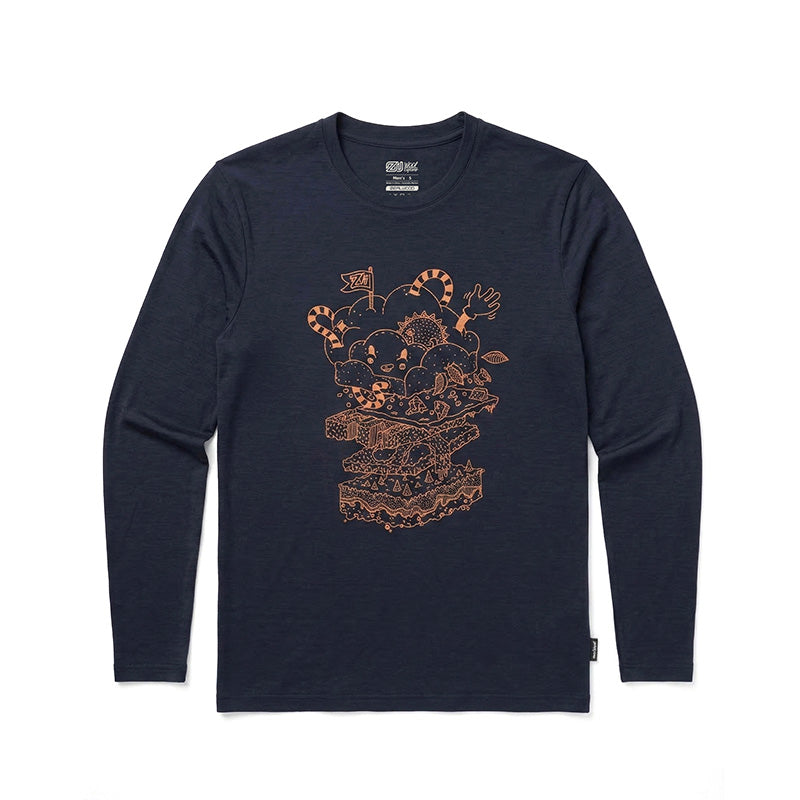 17.5um Men's Long-sleeved Tencel Merino Wool Pattern T-shirt (150g)