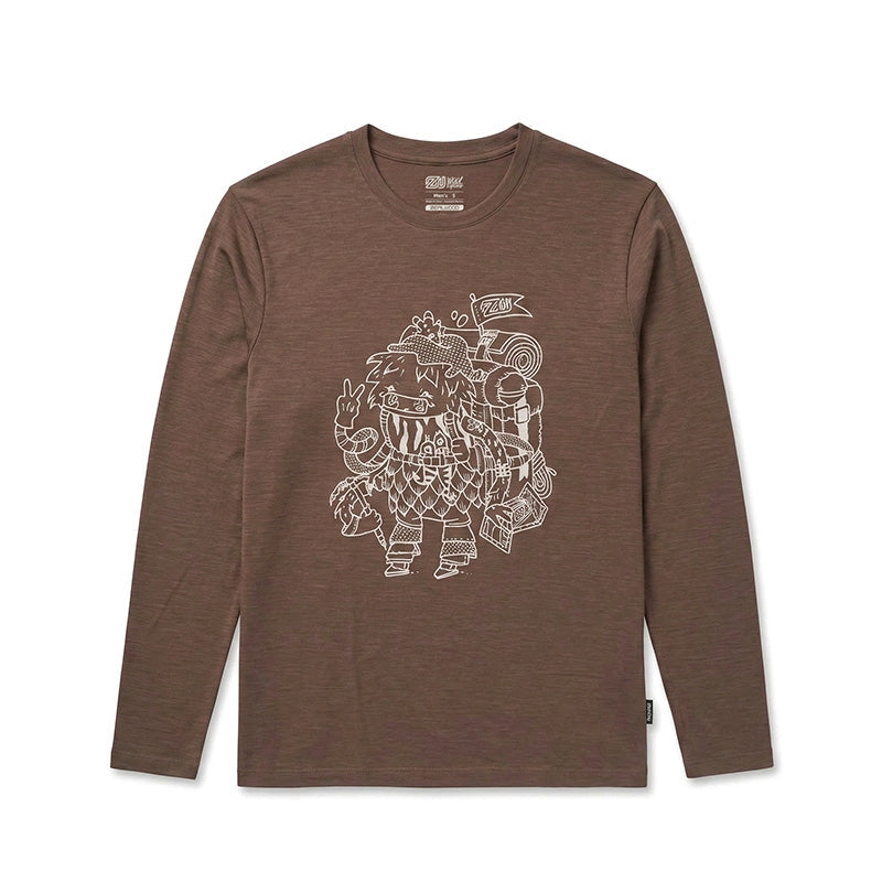 17.5um Men's Long-sleeved Tencel Merino Wool Pattern T-shirt (150g)