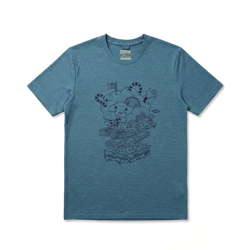17.5¦Ìm Men¡®s Short-sleeved Tencel Merino Wool Pattern T-shirt (150g)