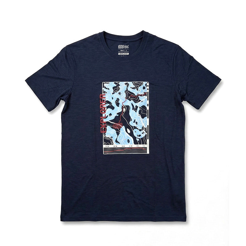 17.5¦Ìm Men¡®s Short-sleeved Tencel Merino Wool Pattern T-shirt (150g)