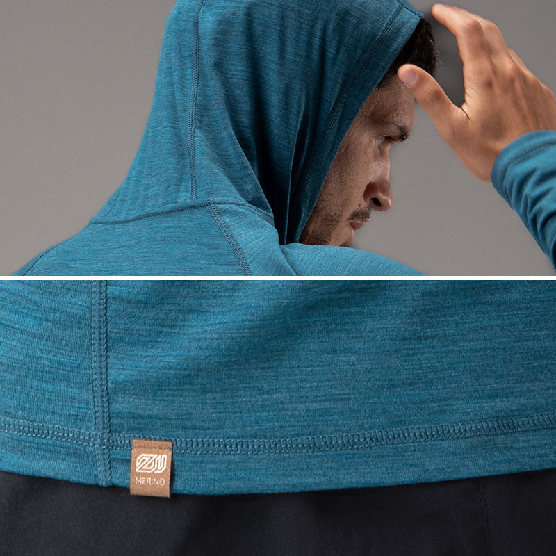 Men's Long-Sleeve Merino Wool Hoodie Shirt | 150g Lightweight