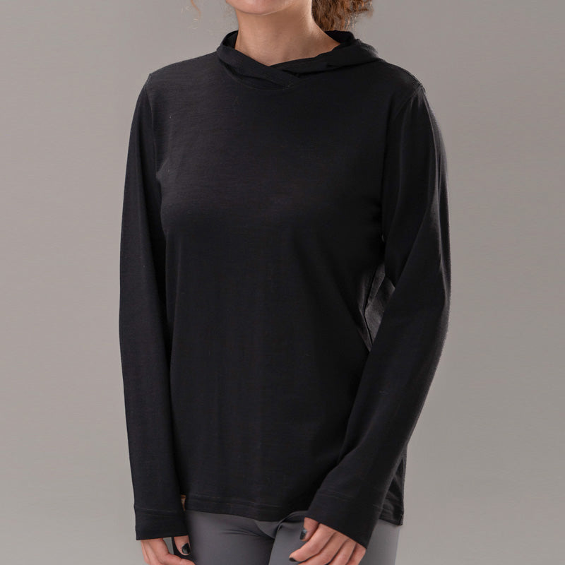 17.5¦Ìm Women¡®s long-sleeved Merino Wool Hoodie Shirt (150g)