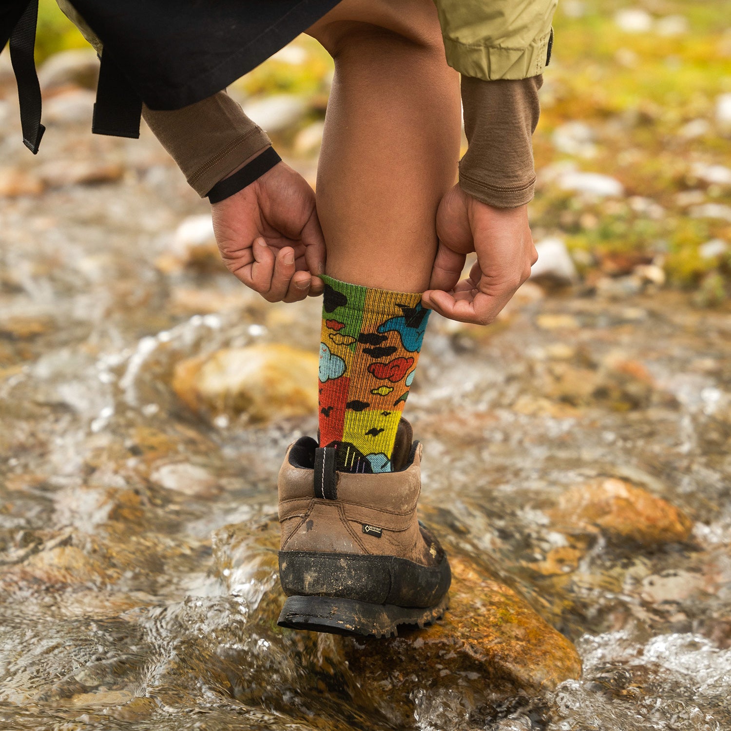 Trail Run Pattern Merino Wool Socks