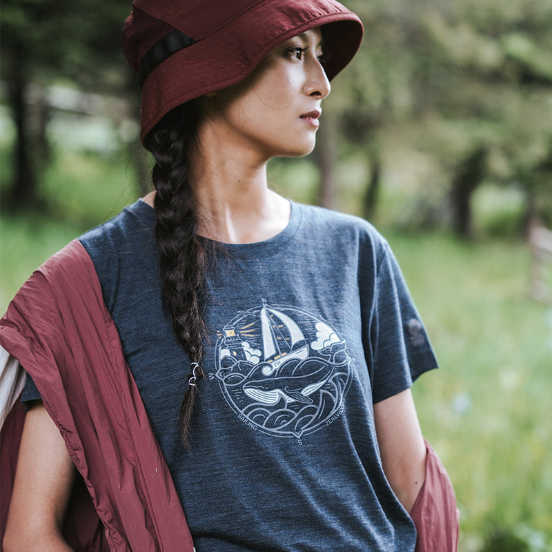 17.5¦Ìm Women¡®s Wool Short Sleeve T-shirt (Sailing Navigation) (150g)