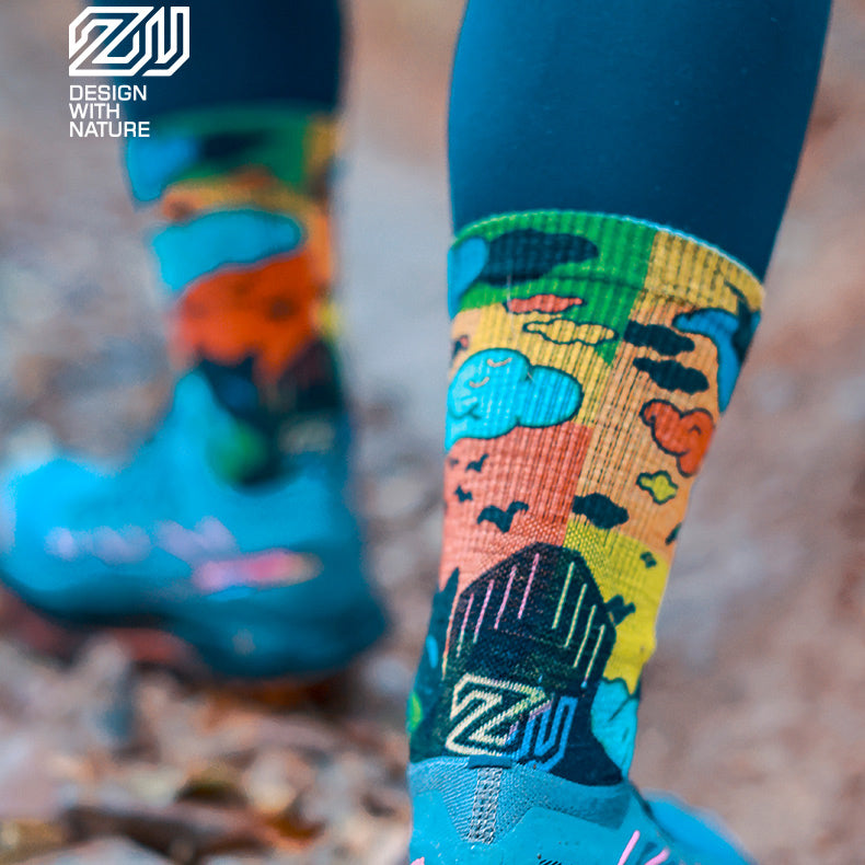 Trail Run Pattern Merino Wool Socks