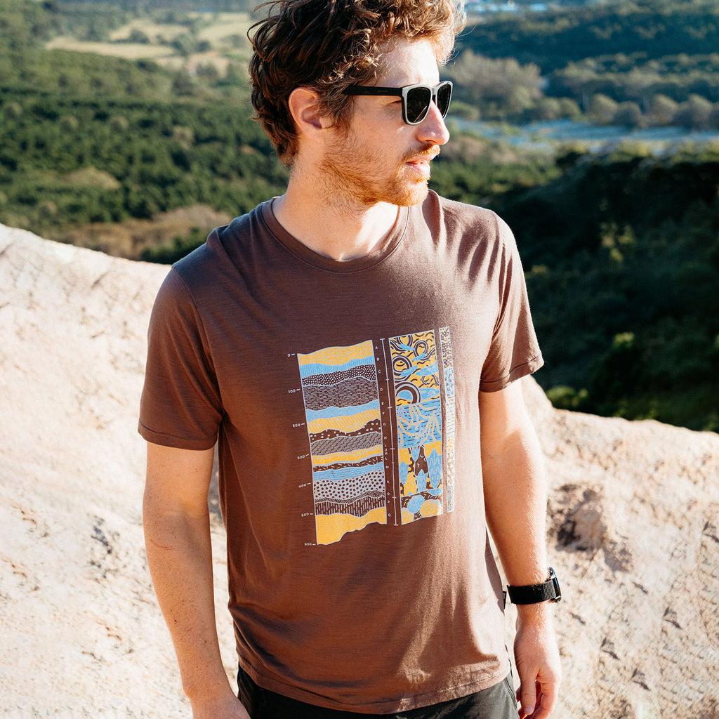 17.5¦Ìm Men¡®s Short-sleeved Tencel Merino Wool Pattern T-shirt (150g)