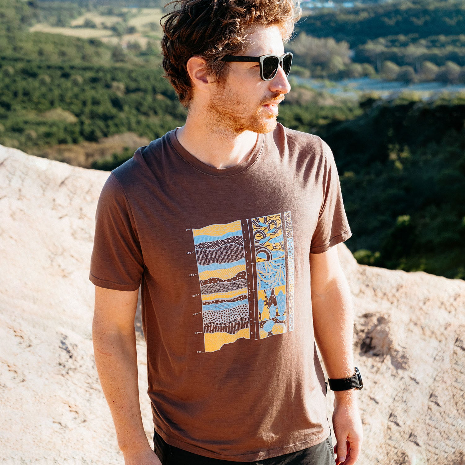 17.5¦Ìm Men¡®s Short-sleeved Tencel Merino Wool Pattern T-shirt (150g)