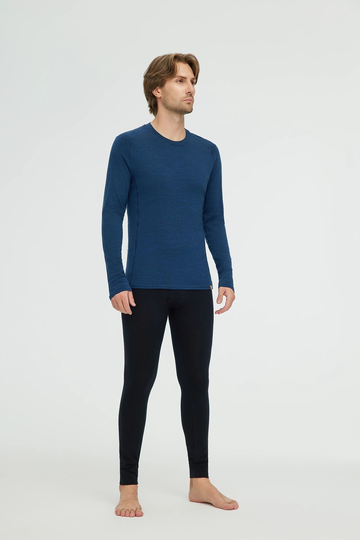 17.5μm ZEALWOOD Men's Long-Sleeve Round Neck Merino Wool T-shirt (200g)