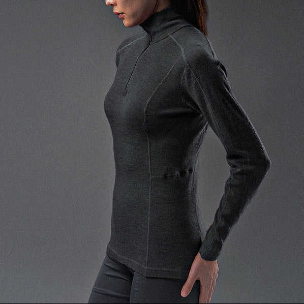 16.5¦Ìm Women¡®s Long-sleeved Merino Wool Stand-up Collar T-shirt (250g)