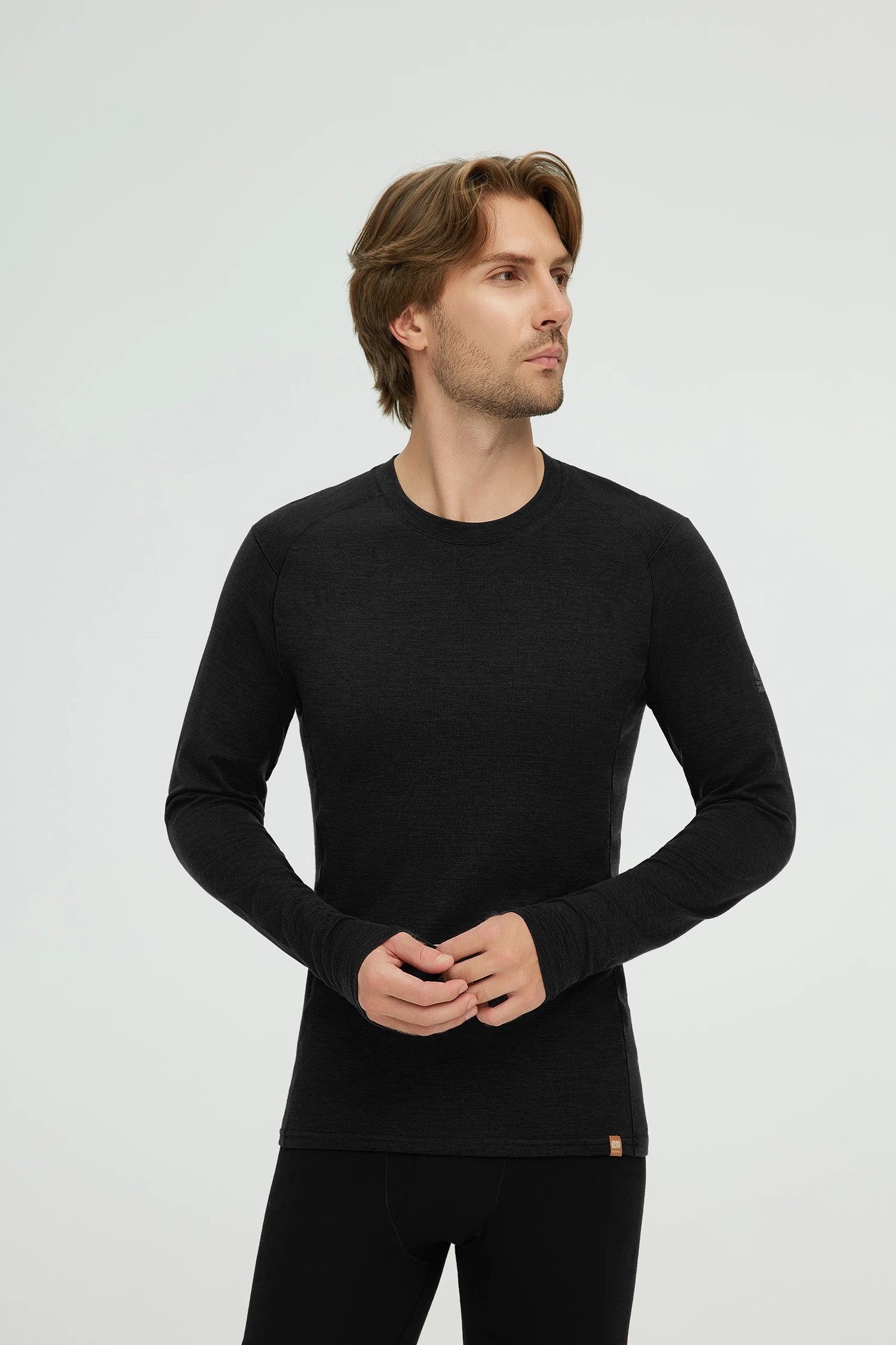 17.5μm ZEALWOOD Men's Long-Sleeve Round Neck Merino Wool T-shirt (200g)