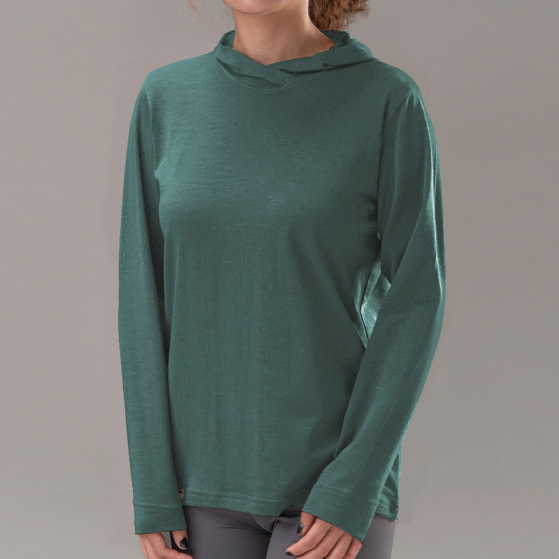 17.5¦Ìm Women¡®s long-sleeved Merino Wool Hoodie Shirt (150g)